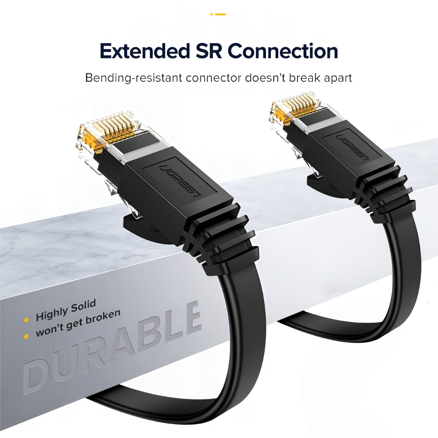 UGREEN NW102 Cat6 U/UTP Flat Ethernet Cable 20m - Black - Image 4