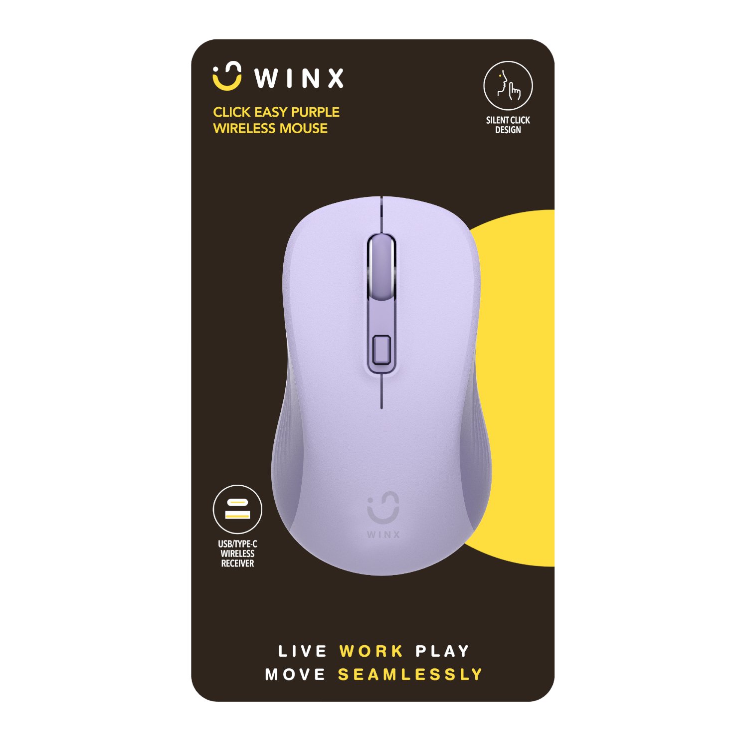 WINX CLICK Easy 1600DPI 2.4GHz Wireless Mouse - Purple - Image 3