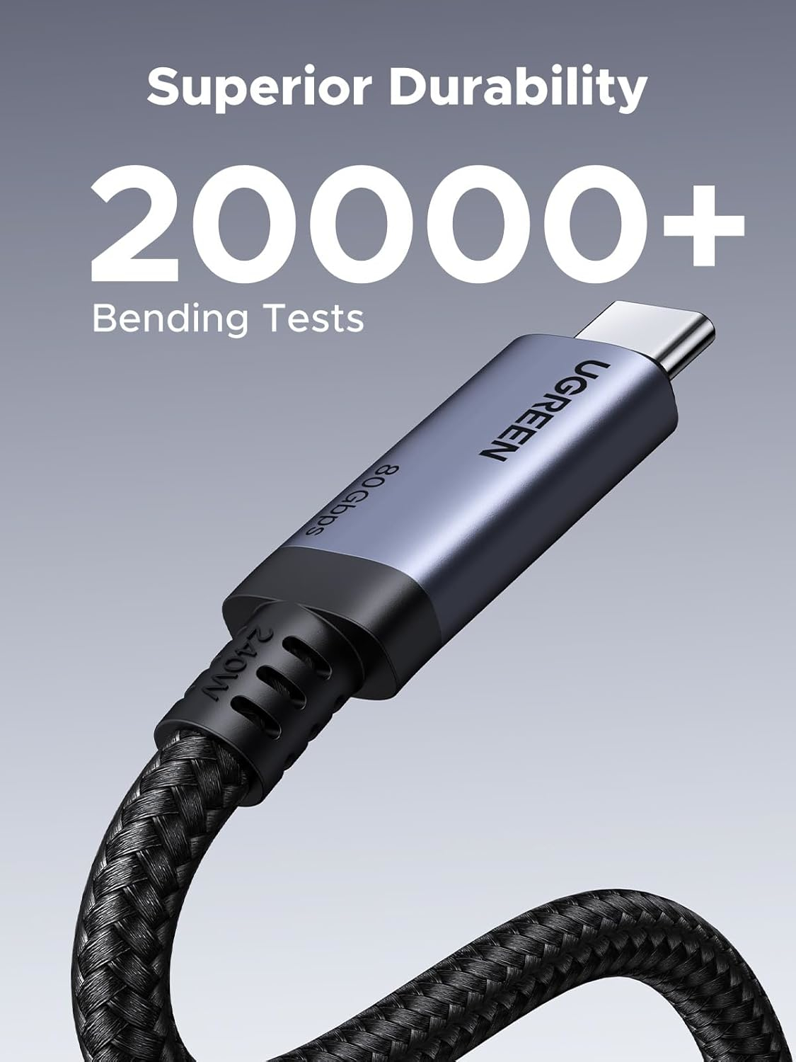 UGREEN USB4 Gen4 240W USB-C to USB-C Cable (Black) - Image 2